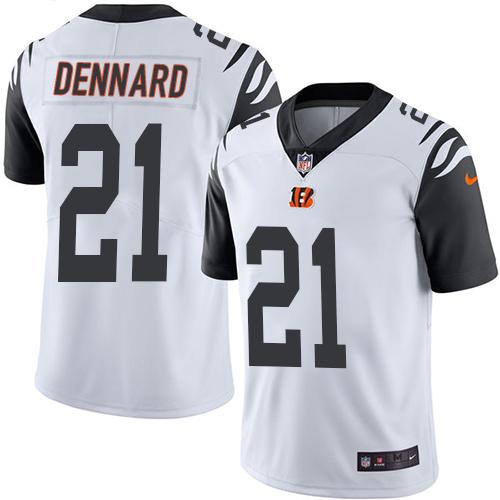 Nike Bengals #21 Darqueze Dennard White Men's Stitched NFL Limited Rush Jersey - Click Image to Close